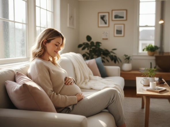 Mother comfortably at home