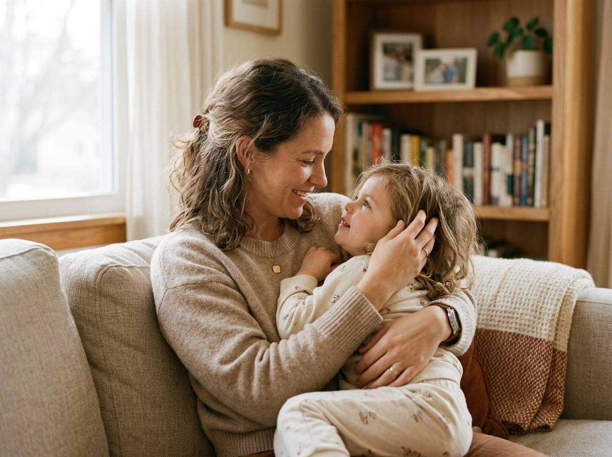  Mother holding child with love
