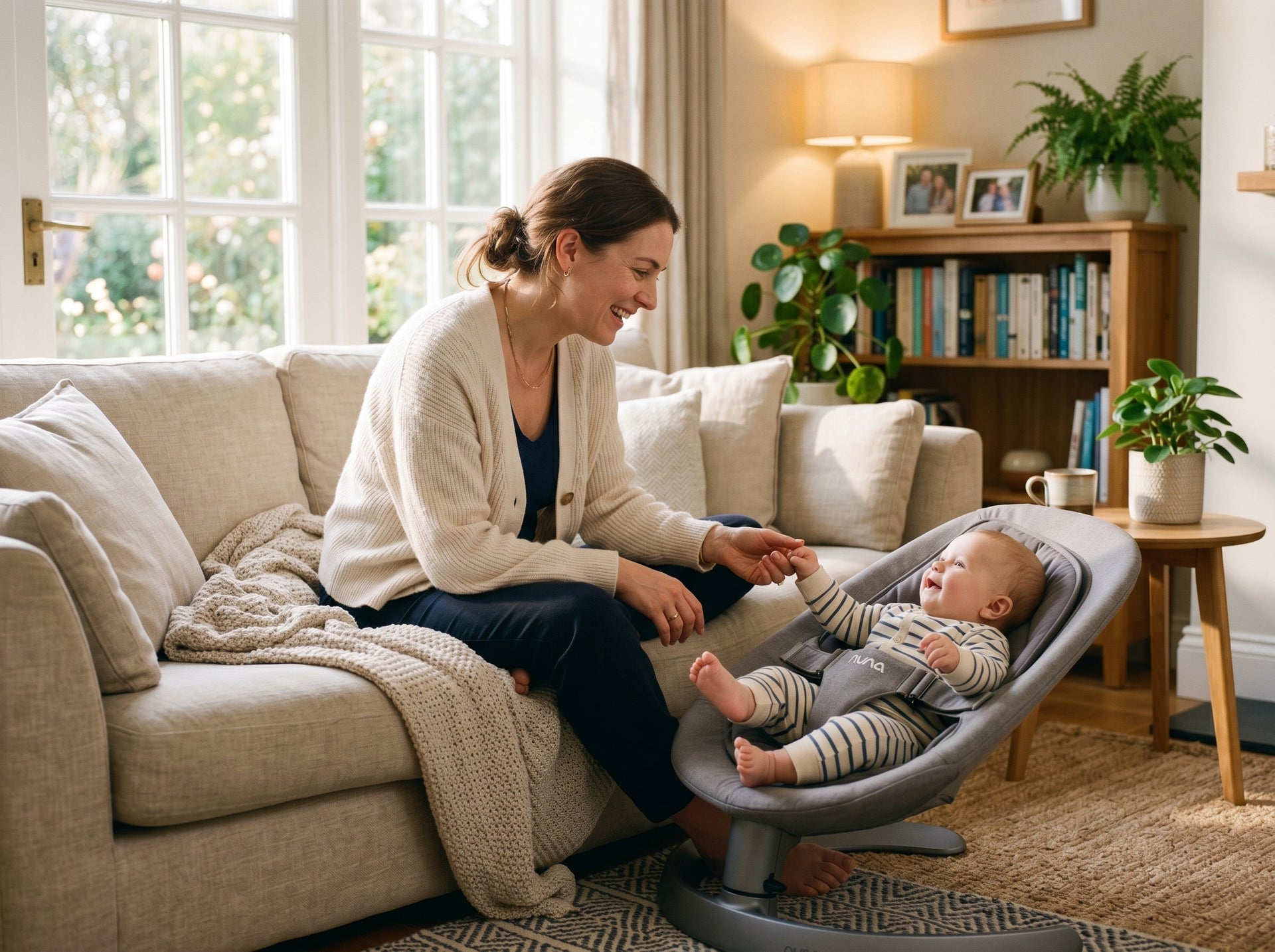 A peaceful mother practicing quick postpartum self-care routines at home to manage the mental load of motherhood and reclaim her personal identity.
