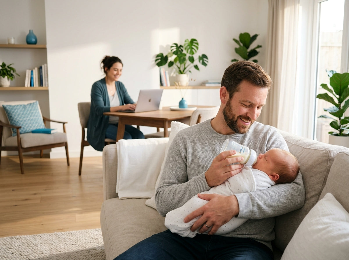 uccessfully establishing a flexible hybrid feeding schedule combining breast and bottle feeding with partner support.