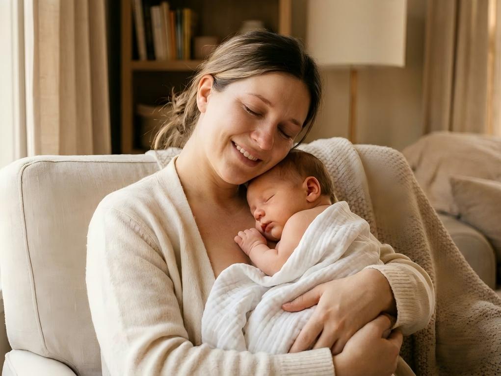 Mother is hugging the child
